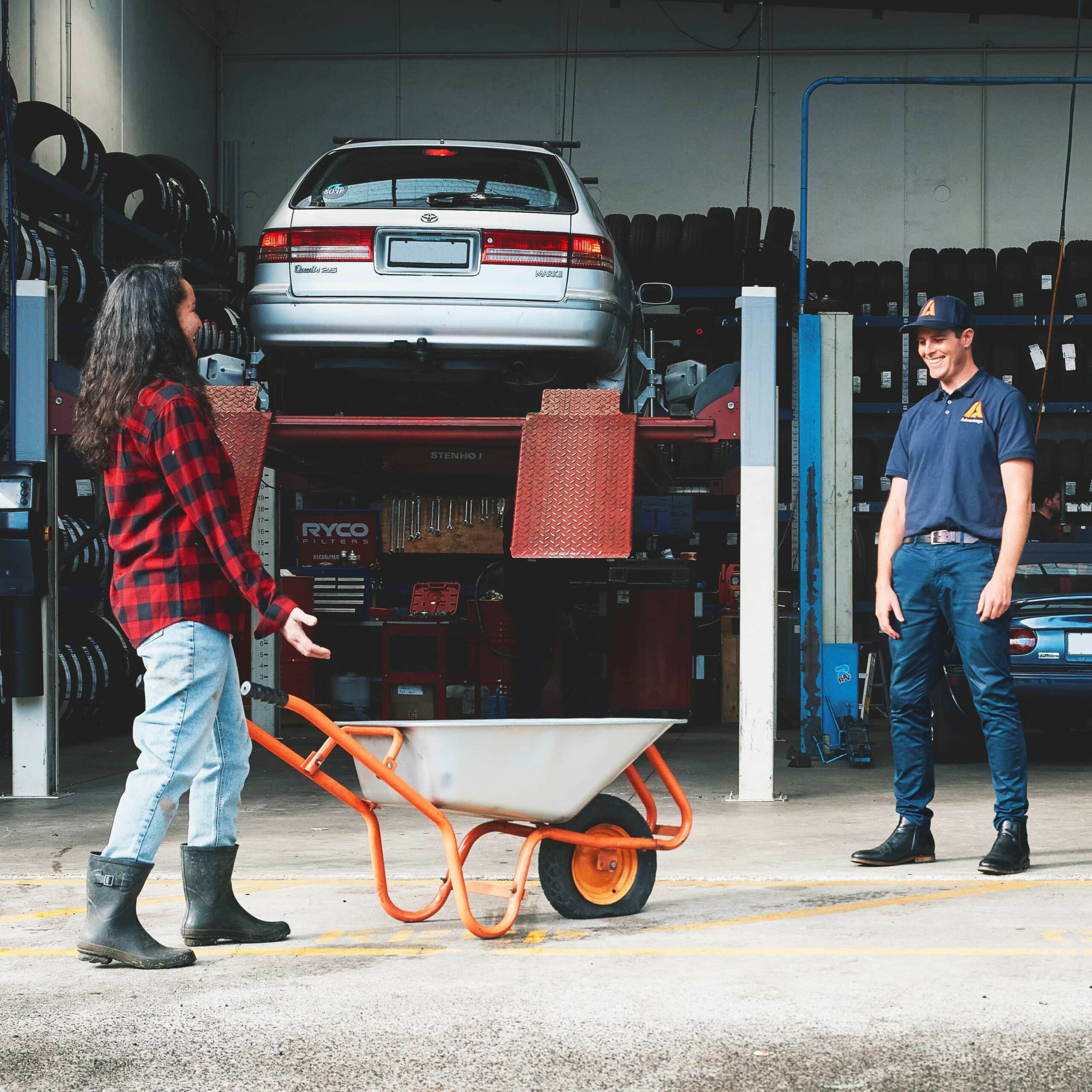 Fixing Wheelbarrow Tire Square