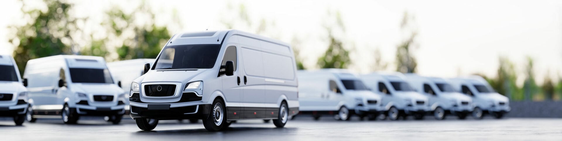 Transportation Van And Fleet Of Cargo Trucks Courier Service