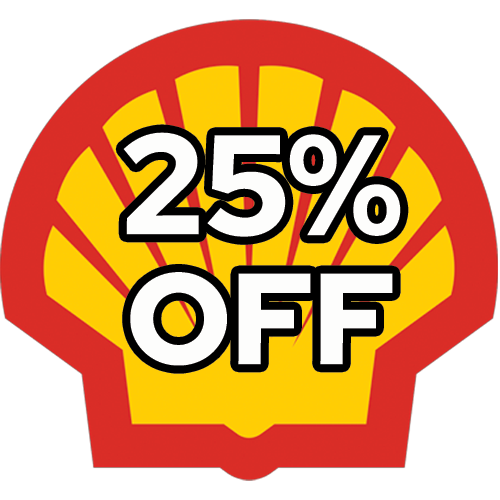 25% OFF SHELL OIL PACKAGES