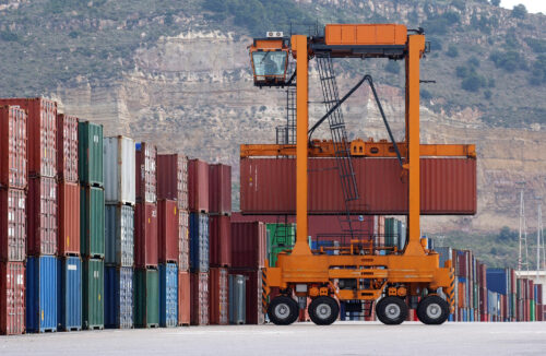 Straddle Carrier At Port